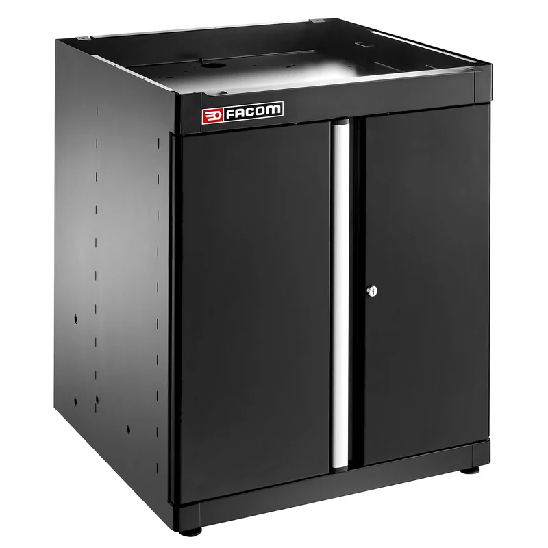 [JLS3-MBSPPBS] Meuble bas simple, 2 portes pleines, 1 étagère, noir