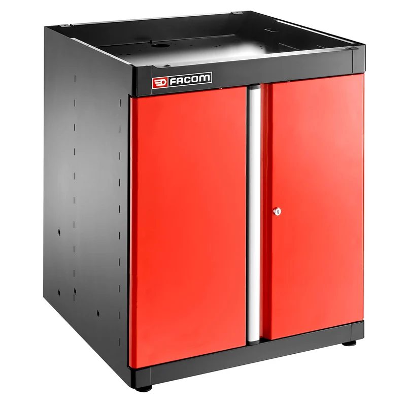 [JLS3-MBSPP] Meuble bas simple, 2 portes pleines, 1 étagère, rouge