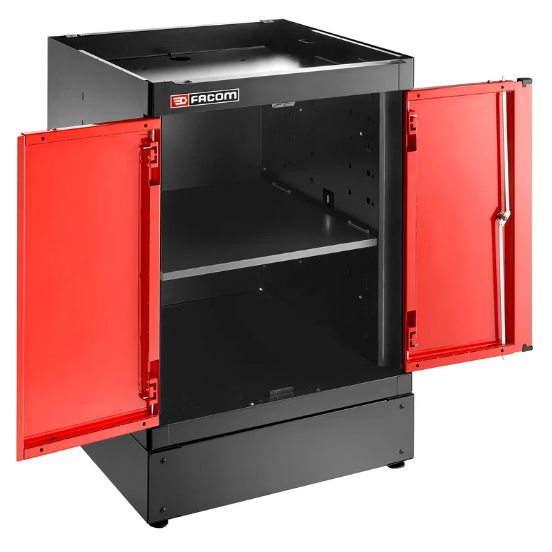 [JLS3-MBSPP] Meuble bas simple, 2 portes pleines, 1 étagère, rouge