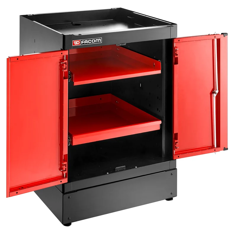 [JLS3-MBSPP] Meuble bas simple, 2 portes pleines, 1 étagère, rouge