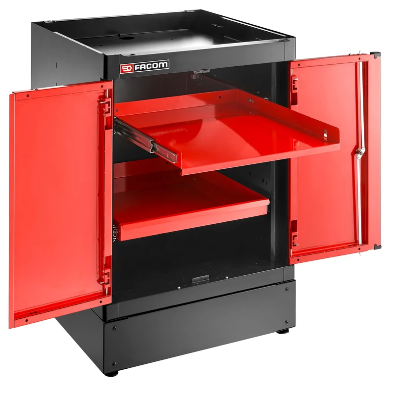 [JLS3-MBSPP] Meuble bas simple, 2 portes pleines, 1 étagère, rouge