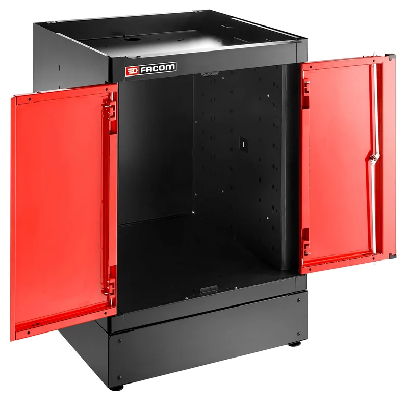 [JLS3-MBSPP] Meuble bas simple, 2 portes pleines, 1 étagère, rouge