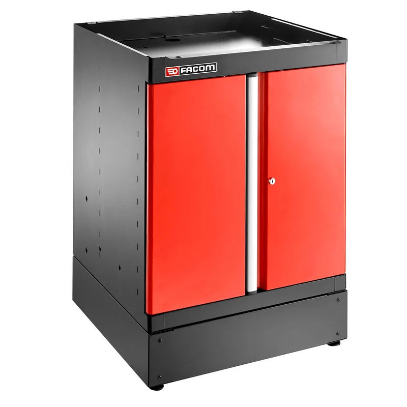 [JLS3-MBSPP] Meuble bas simple, 2 portes pleines, 1 étagère, rouge