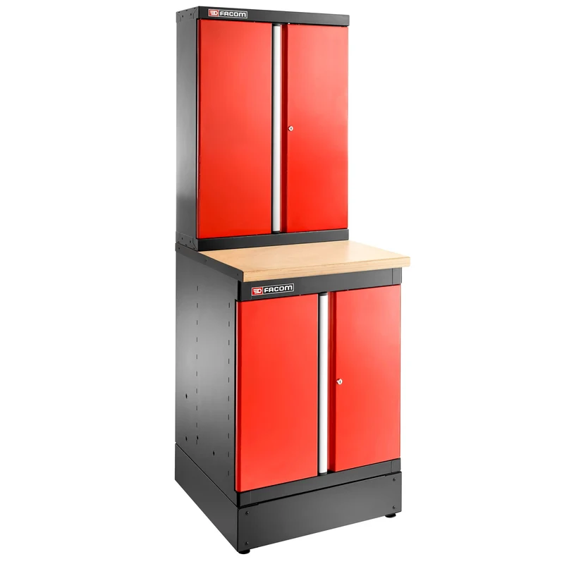 [JLS3-MBSPP] Meuble bas simple, 2 portes pleines, 1 étagère, rouge