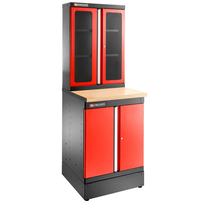 [JLS3-MBSPP] Meuble bas simple, 2 portes pleines, 1 étagère, rouge