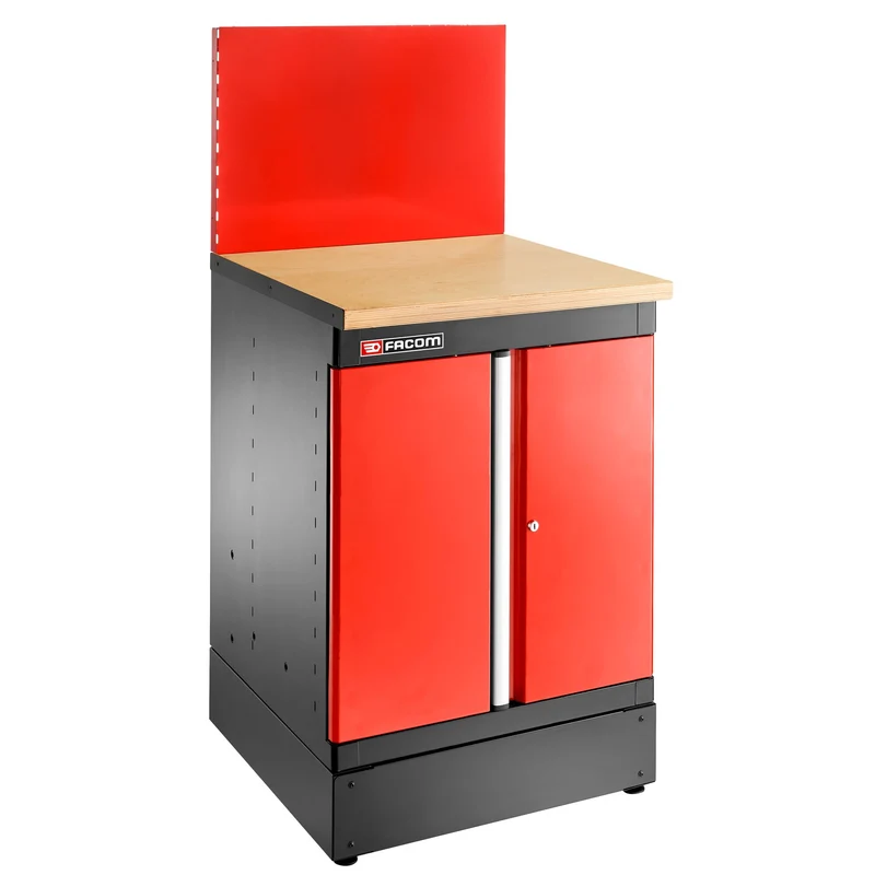 [JLS3-MBSPP] Meuble bas simple, 2 portes pleines, 1 étagère, rouge
