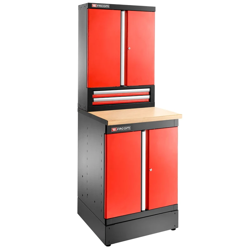 [JLS3-MBSPP] Meuble bas simple, 2 portes pleines, 1 étagère, rouge