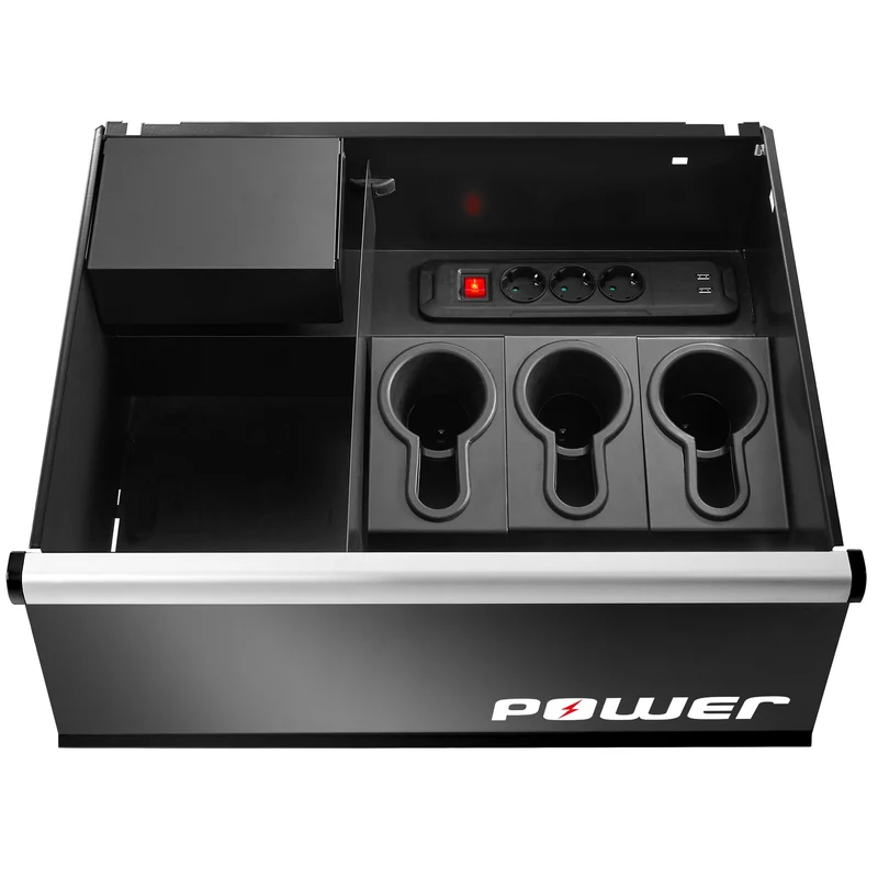 [JLS3-MBSPOWER] Meuble bas simple, 6 tiroirs avec 1 tiroir POWER, 569 x 421 mm, rouge