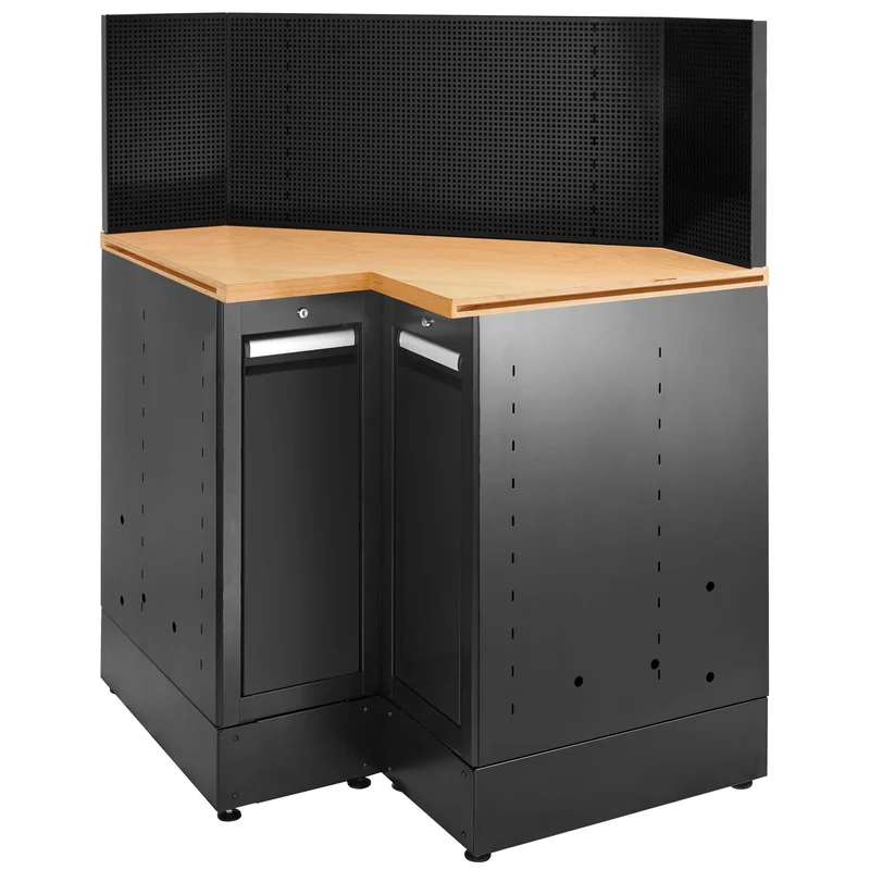 [JLS3-MBSCSWBS] Meuble bas angle, 2 tiroirs verticaux, plateau bois, noir