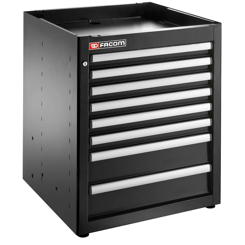 [JLS3-MBS8TBS] Meuble bas simple, 8 tiroirs, 569 x 421 mm, noir