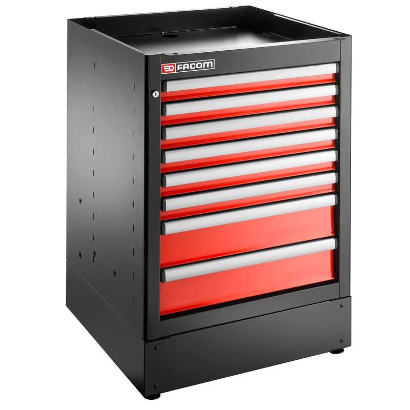 [JLS3-MBS8T] Meuble bas simple, 8 tiroirs, 569 x 421 mm, rouge