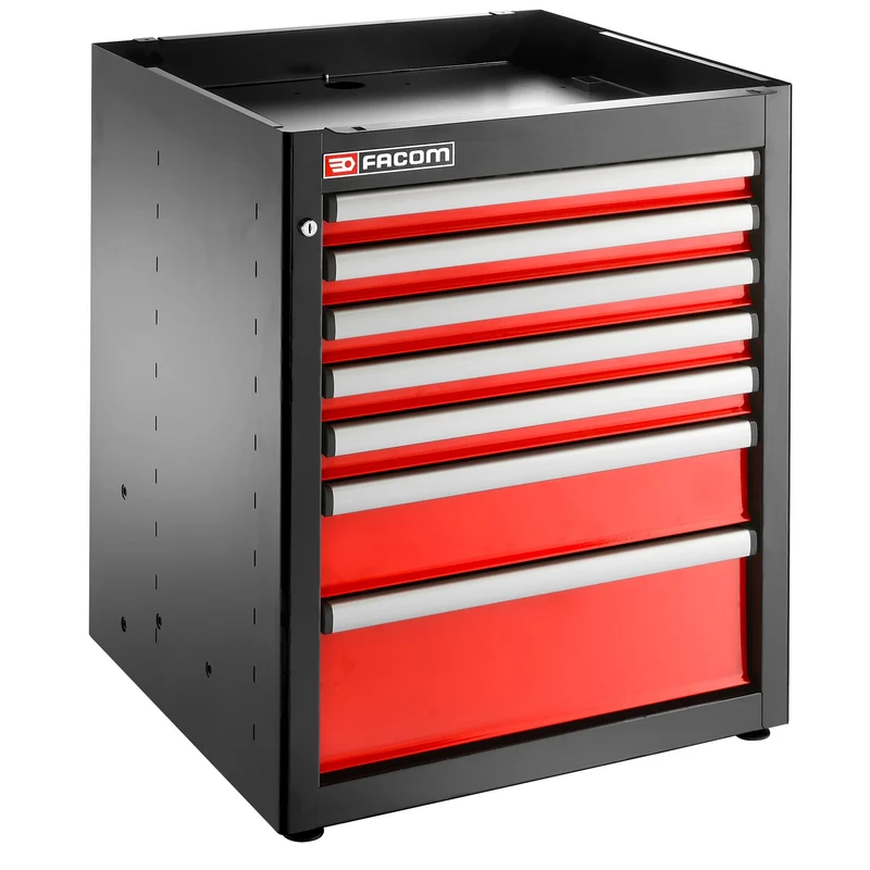 [JLS3-MBS7T] Meuble bas simple, 7 tiroirs, 569 x 421 mm, rouge