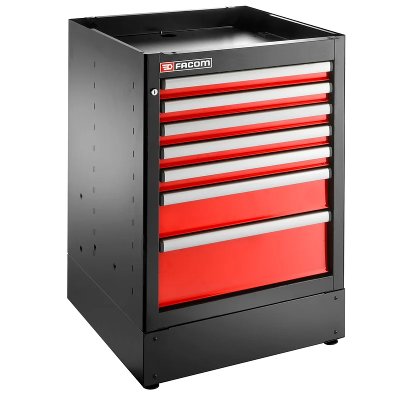 [JLS3-MBS7T] Meuble bas simple, 7 tiroirs, 569 x 421 mm, rouge