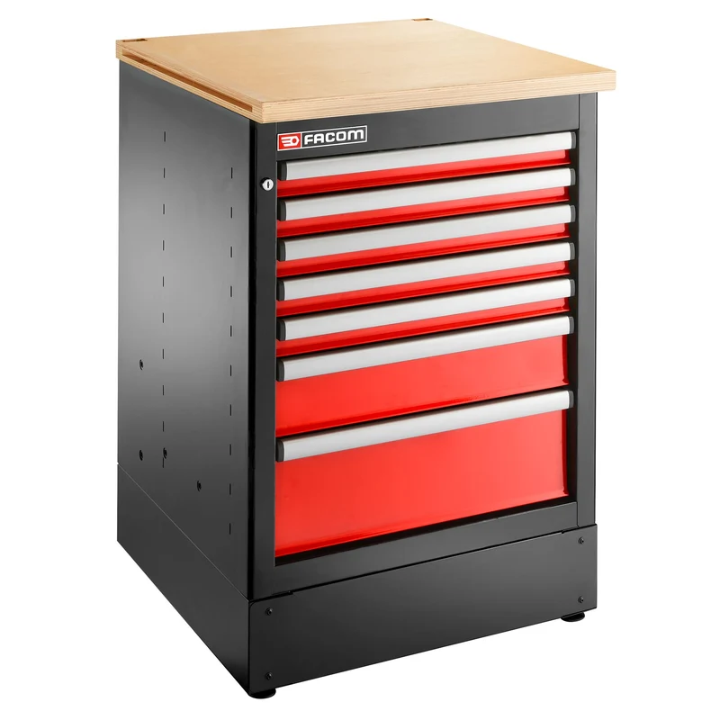 [JLS3-MBS7T] Meuble bas simple, 7 tiroirs, 569 x 421 mm, rouge