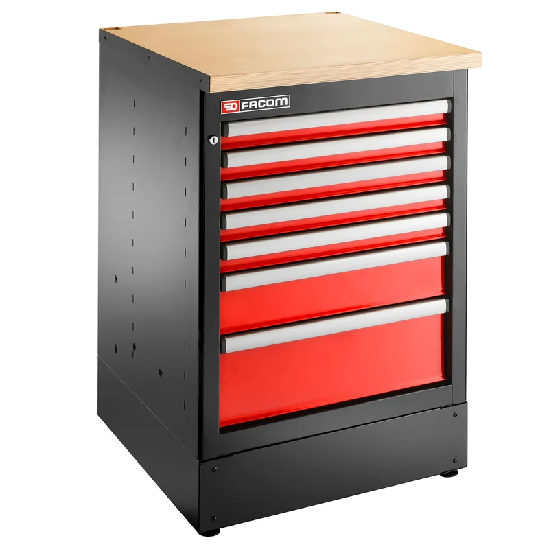 [JLS3-MBS7T] Meuble bas simple, 7 tiroirs, 569 x 421 mm, rouge
