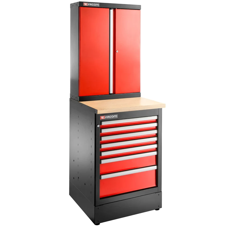 [JLS3-MBS7T] Meuble bas simple, 7 tiroirs, 569 x 421 mm, rouge