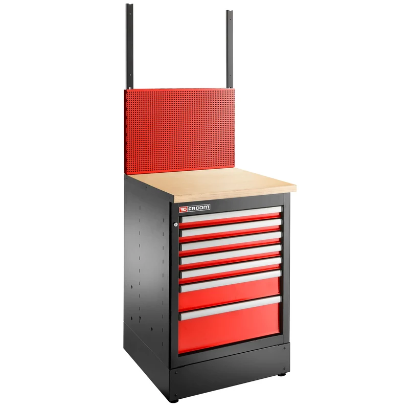 [JLS3-MBS7T] Meuble bas simple, 7 tiroirs, 569 x 421 mm, rouge