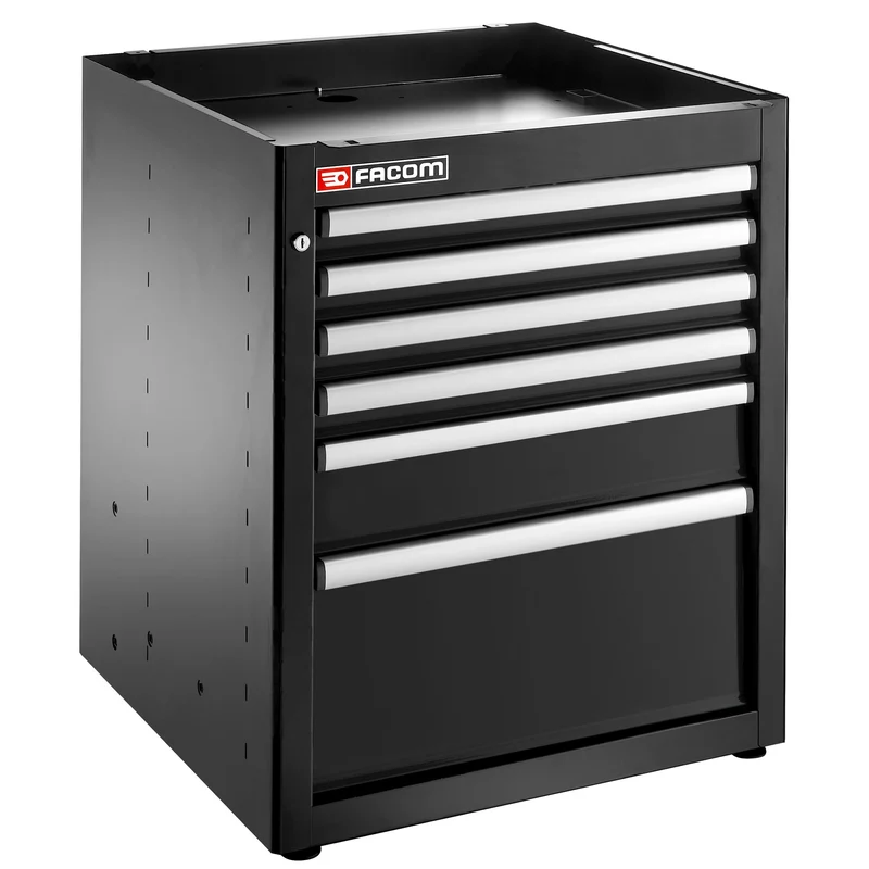 [JLS3-MBS6TBS] Meuble bas simple, 6 tiroirs, 569 x 421 mm, noir