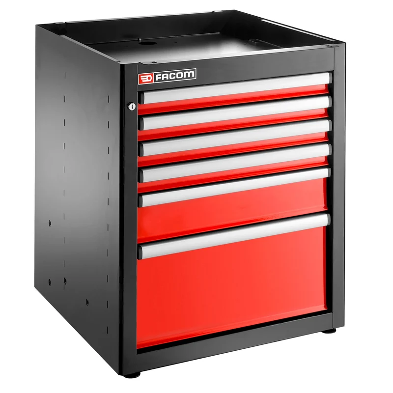 [JLS3-MBS6T] Meuble bas simple, 6 tiroirs, 569 x 421 mm, rouge