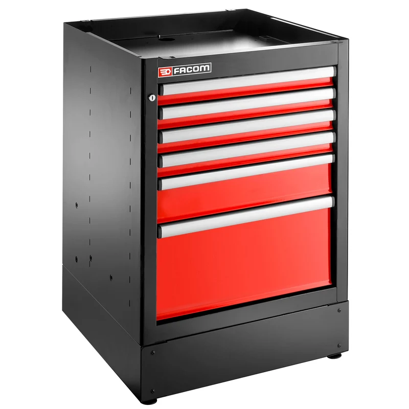 [JLS3-MBS6T] Meuble bas simple, 6 tiroirs, 569 x 421 mm, rouge