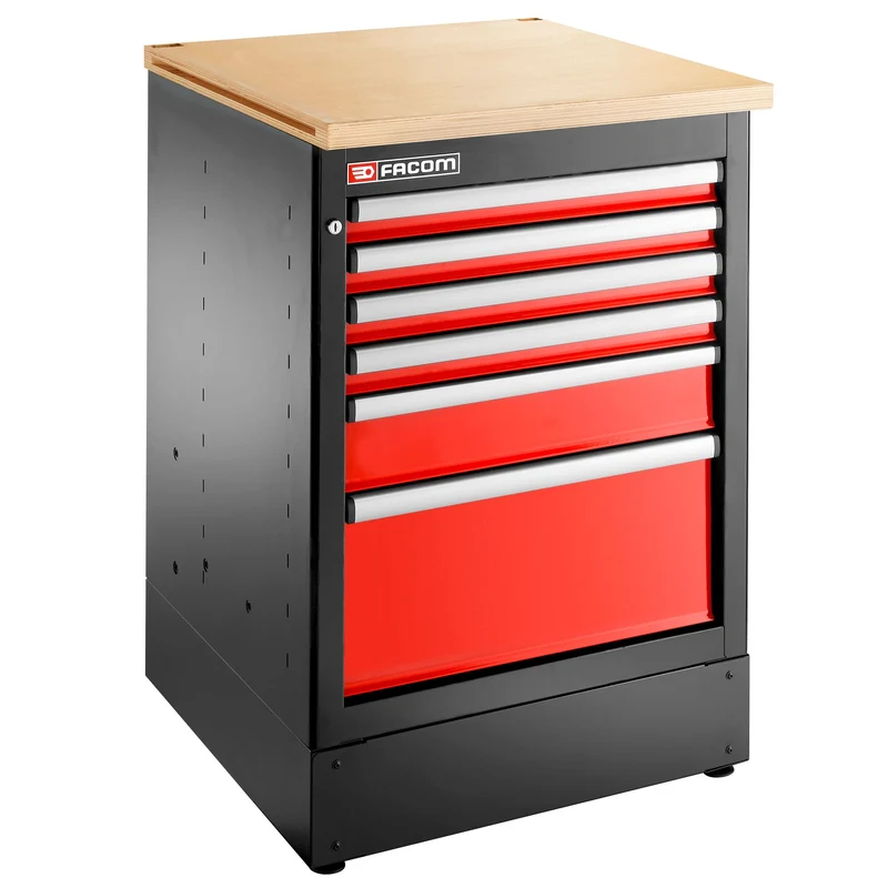 [JLS3-MBS6T] Meuble bas simple, 6 tiroirs, 569 x 421 mm, rouge