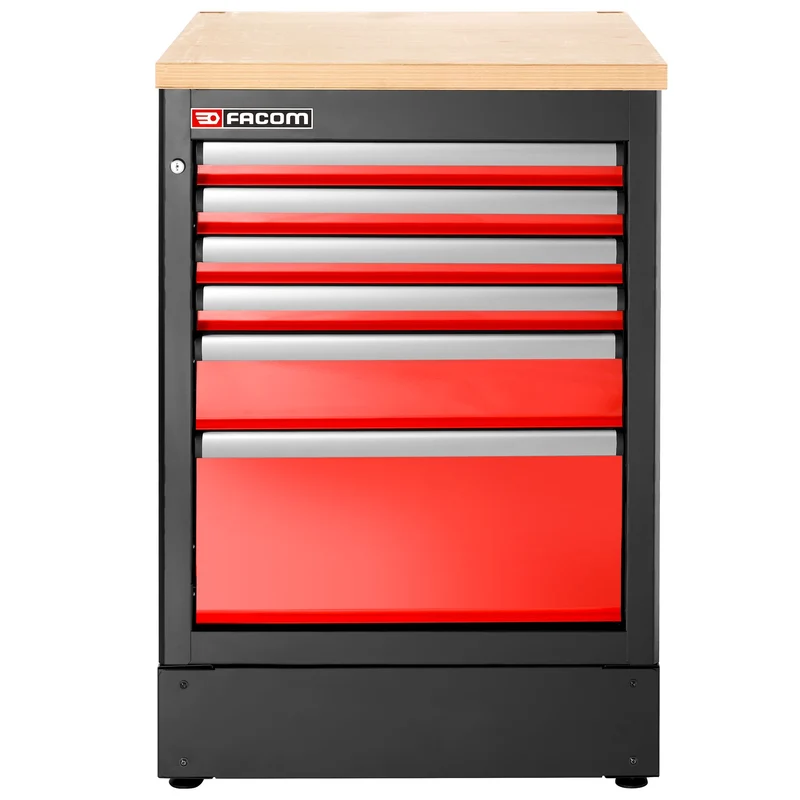 [JLS3-MBS6T] Meuble bas simple, 6 tiroirs, 569 x 421 mm, rouge