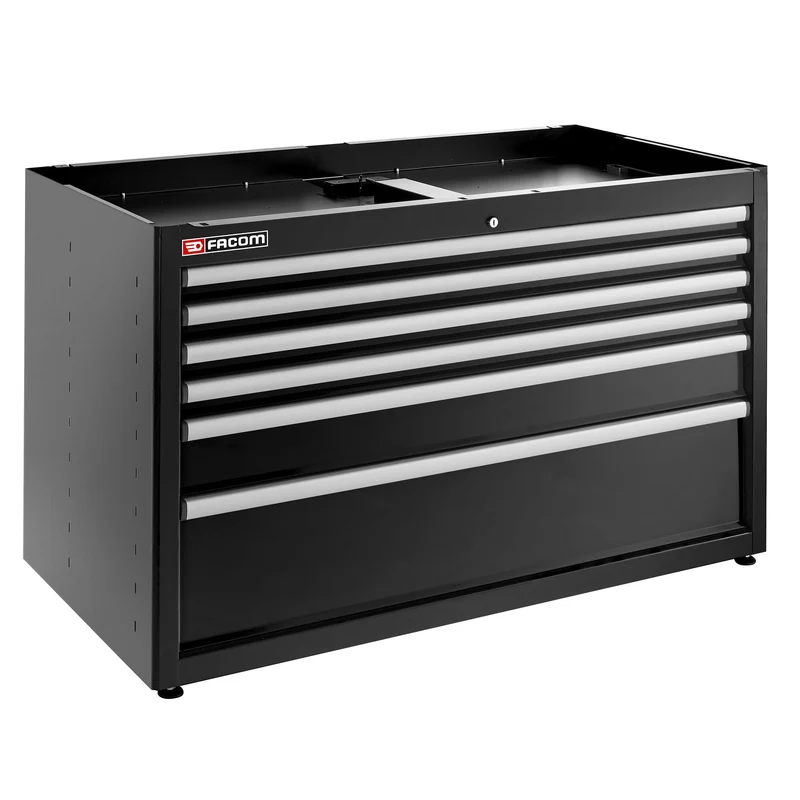 [JLS3-MBD6TBS] Meuble bas double, 6 tiroirs, 1269 x 421 mm, noir