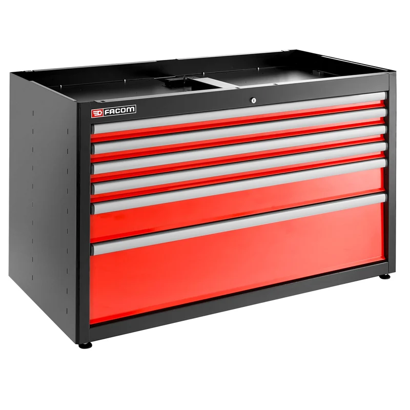 [JLS3-MBD6T] Meuble bas double, 6 tiroirs, 1269 x 421 mm, rouge