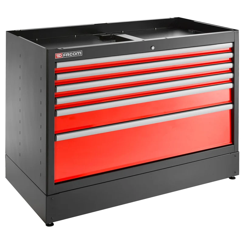 [JLS3-MBD6T] Meuble bas double, 6 tiroirs, 1269 x 421 mm, rouge