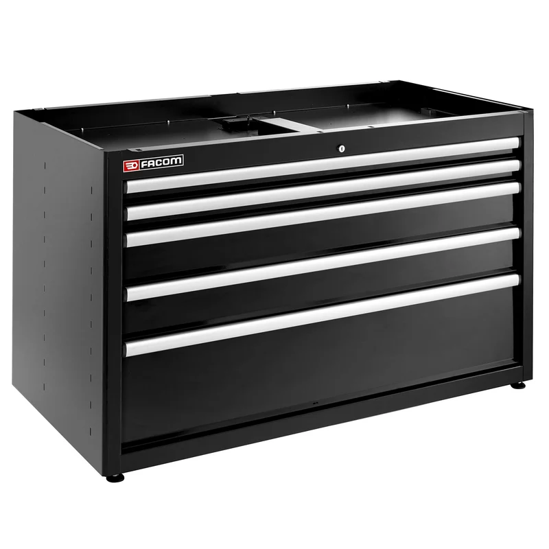 [JLS3-MBD5TBS] Meuble bas double, 5 tiroirs, 1269 x 421 mm, noir