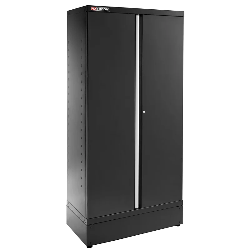 [JLS3-A1000PPBS] Armoire 2 portes pleines, 3 étagères, L 1000 x p 506 x h 2060 mm, noire