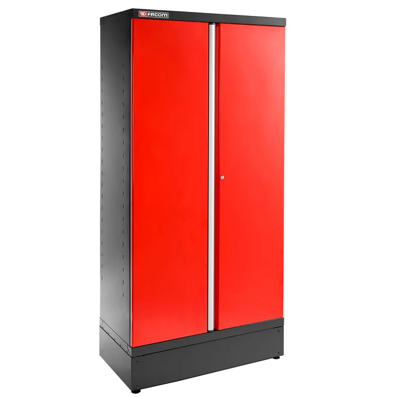 [JLS3-A1000PP] Armoire 2 portes pleines, 3 étagères, L 1000 x p 506 x h 2060 mm, rouge