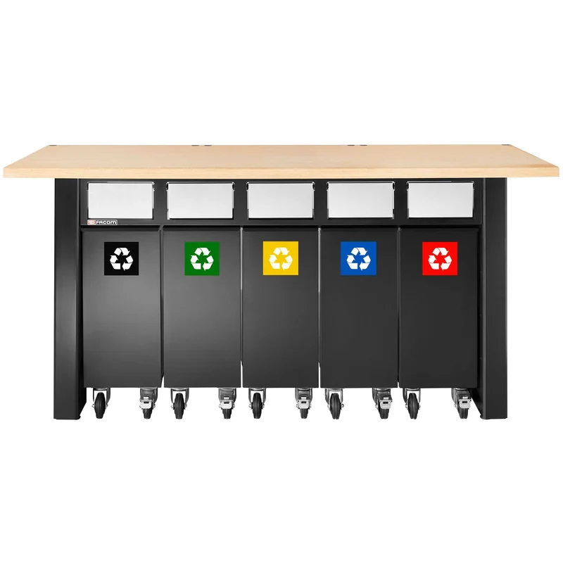 [JLS3-5BINS] Set de 5 containeurs à déchets avec système de trappes
