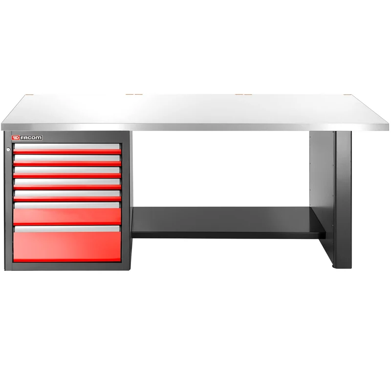 [JLS3-2MS7DL] Établi 2,2 m, 7 tiroirs, 569 x 421 mm, plateau inox, version basse