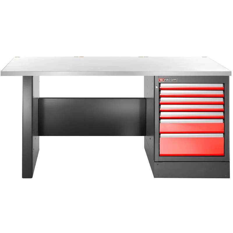 [JLS3-2MS7DH] Établi 2,2 m, 7 tiroirs, 569 x 421 mm, plateau inox, version haute