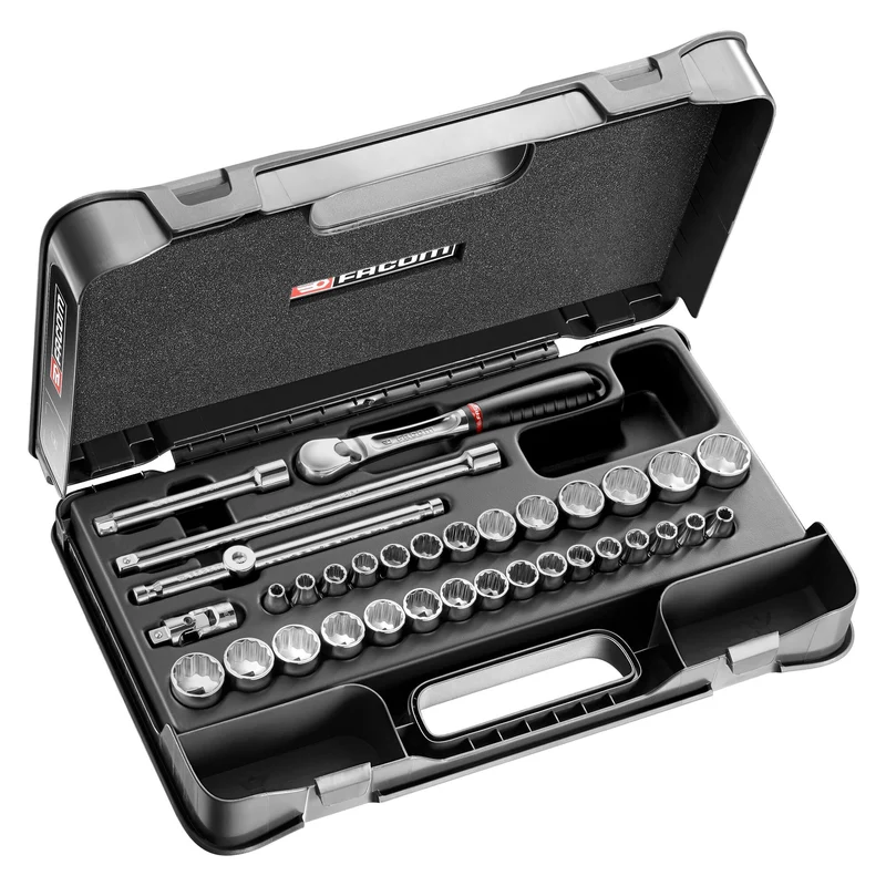 [JL.430AMU] Coffret douilles, 12 pans métriques et en pouces, 34 pièces, 3/8"
