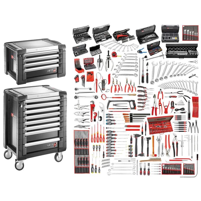 [JET8.M160A] Sélection maintenance industrielle 528 outils - servante 8 tiroirs et coffre