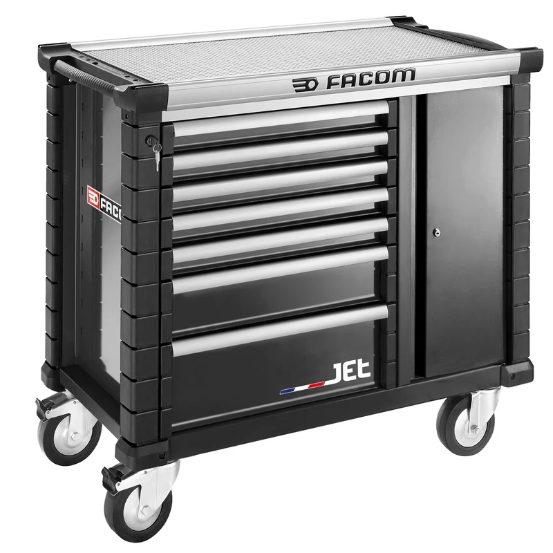 [JET.T7NM3A] Établi mobile 7 tiroirs, L 569 x h 421 mm, 3 modules par tiroir, plateau 0,46m²
