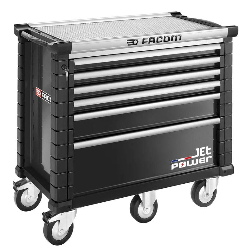 [JET.6NM5APOWER] Servante JETM5 6 tiroirs noire avec tiroir énergisé