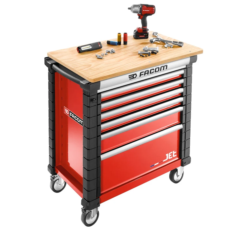[JET.6M4A] Servante 6 tiroirs, L 759 x H 421 mm, 4 modules par tiroir, plateau 0,37 m²