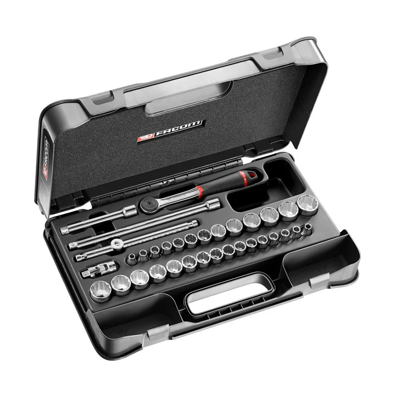 [J.430AMU] Coffret douilles, 12 pans métriques et en pouces, 34 pièces, 3/8"