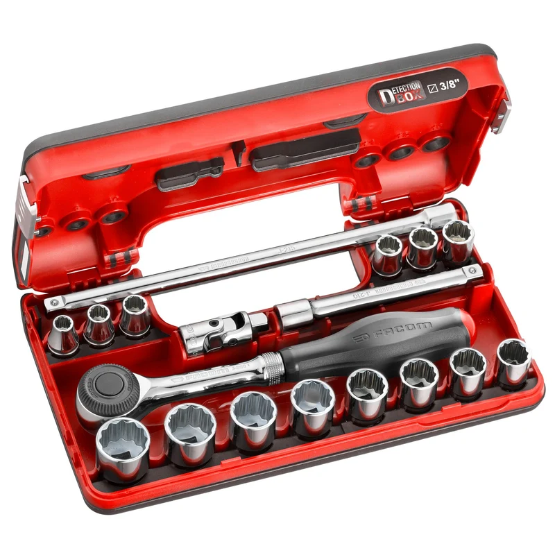 [J.360DBOX112] Jeu de douilles DBOX, 12 pans métriques, 18 pièces, 3/8"