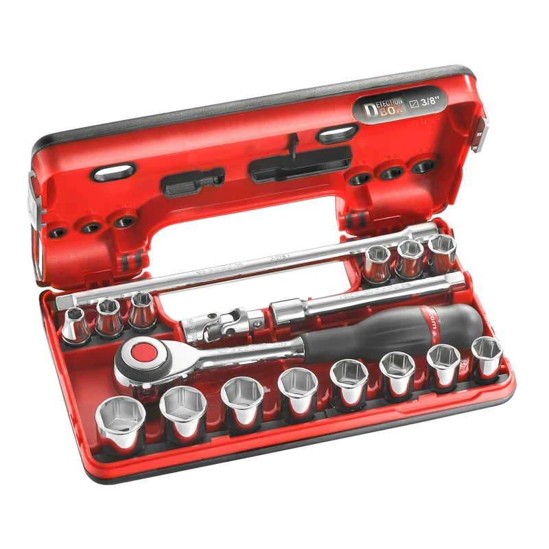 [J.360DBOX1] Jeu de douilles DBOX, 6 pans métriques, 18 pièces, 3/8"