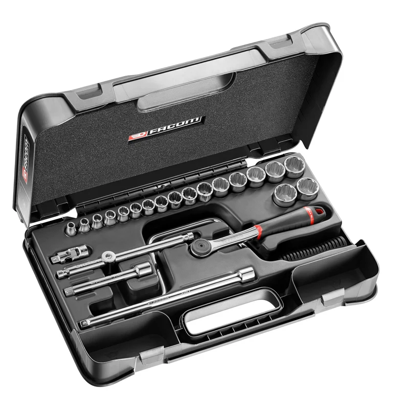 [J.161-4P12] Coffret douilles, 12 pans métriques, 24 pièces, 3/8"