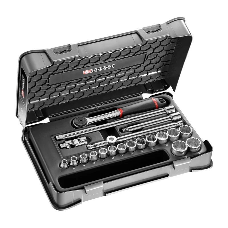 [J.161-3P12] Coffret douilles, 12 pans métriques, 20 pièces, 3/8"