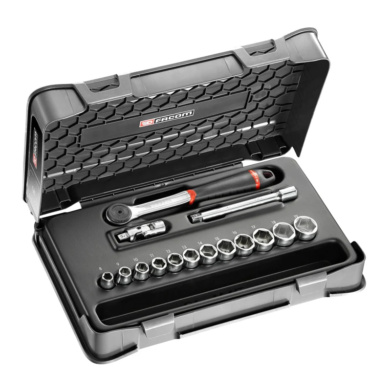 [J.161-1P6] Coffret douilles, 6 pans métriques, 15 pièces, 3/8"