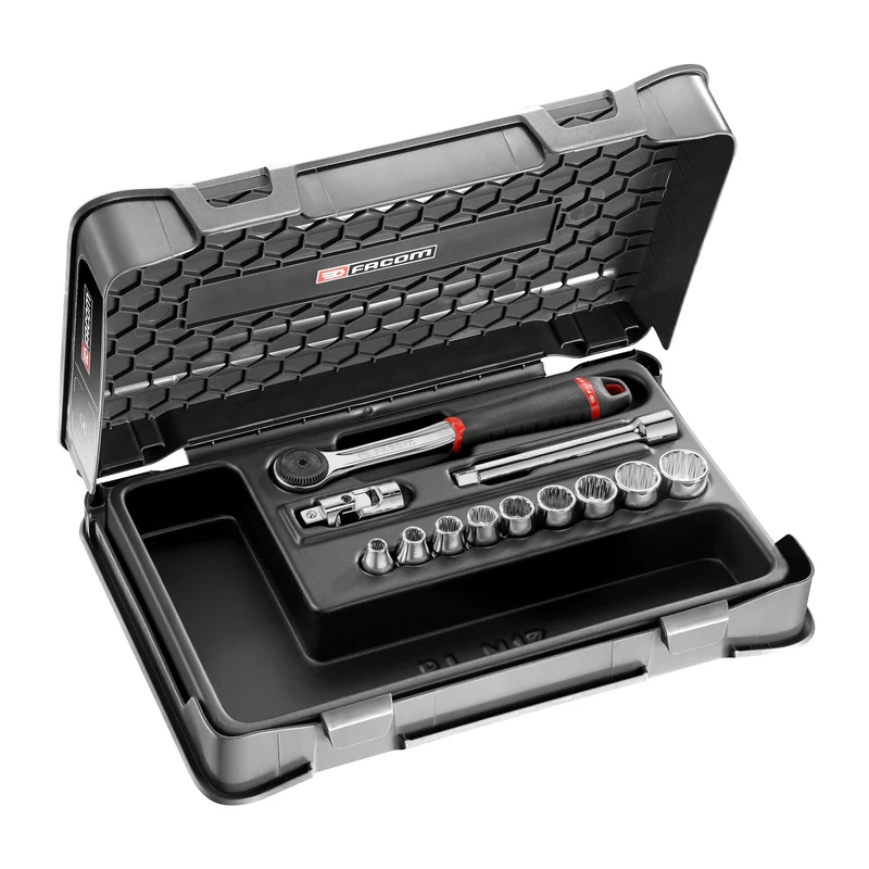 [J.161-1P12U] Coffret douilles, 12 pans métriques, 12 pièces, 3/8"