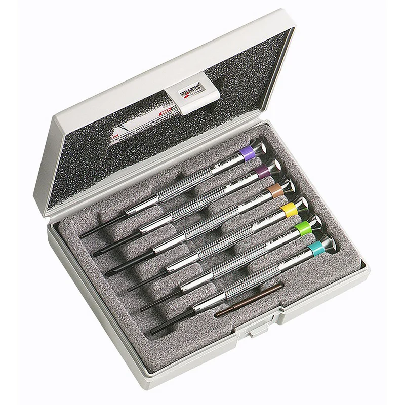 [HB.2B] Jeu de 6 tournevis horloger pour vis Phillips® - 6 pans