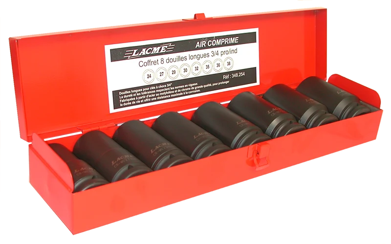 Coffr.8 Douilles Longues 3/4" 348254 Lacme