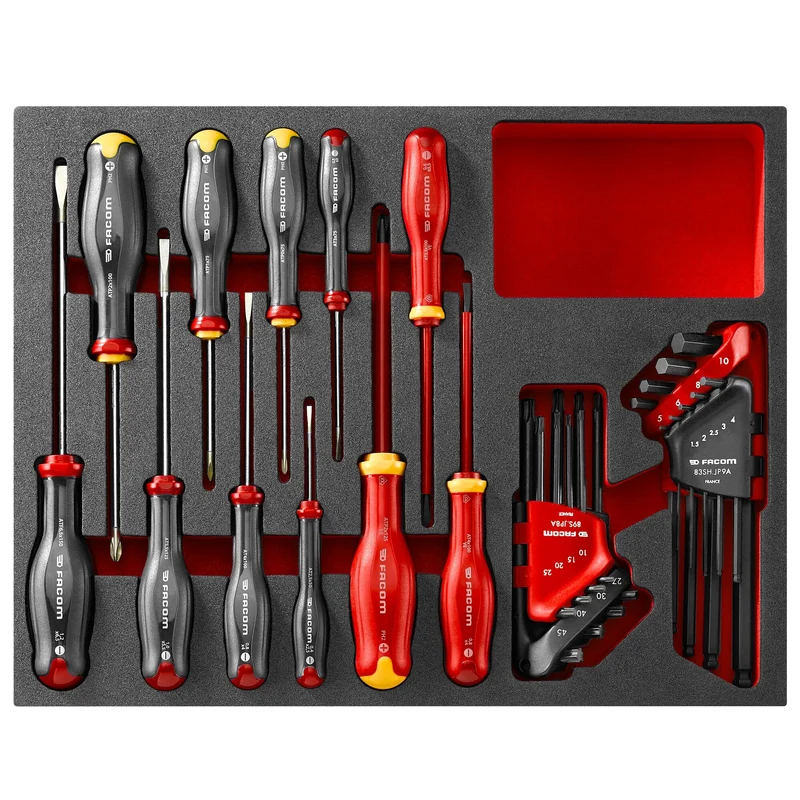 [F50031049] Module en mousse de tournevis et clés, 28 outils